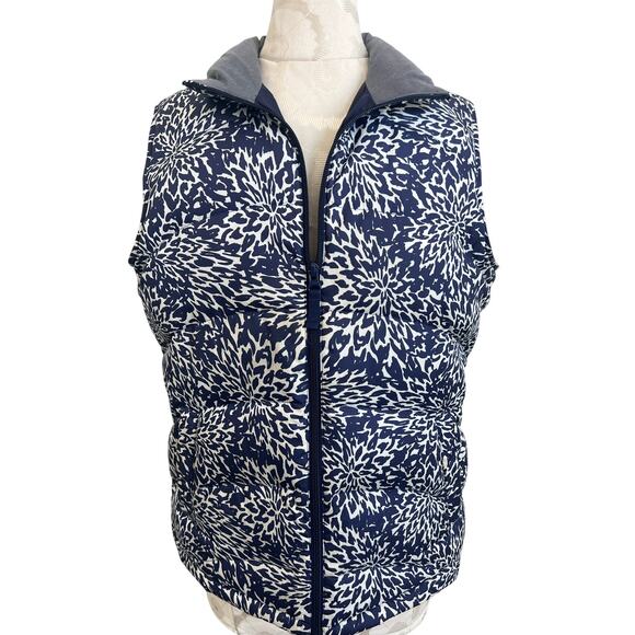 Lands End Down Feather Quilted Floral Full Zip Puffer Vest Medium - Picture 1 of 8